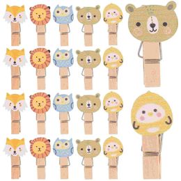 Frames 100 PCS Wood Clothespins Decor Wooden Clip Po Paper Pegs Bamboo Cartoon Clips Baby