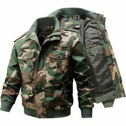 camo Cargo Jackets Men Big Size Military Multi-pocket Wear-resistant Bomber Windbreaker Coats Outdoor Air Force Tactical Jacket Z0BX#