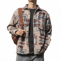heavy American Retro Men Shirt Woollen Jackets Autumn Winter Streetwear Fi Sanding Thicken Loose Casual Lg Sleeve Coats n1kc#