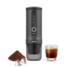 Outin Nano Portable Electric Espresso 3-4 Minutes Self Heating, 20 Bar Mini 12V 24V Car Coffee Hine, with NS Capsules and Floor, Suitable for Camping,