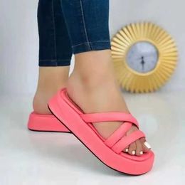 Slippers Slippers Summer Brigt Colour Ladies Sandals Sexy Plaorm Beac Female Slide Flat Sandal Soes For Women New Styles H240326U1AQ