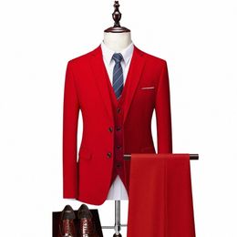 4xl 5XL Jackets+Vest+Pants Fi Men High Quality Cott Busin Blazers/Male Slim Fit Three-Piece Suits/Groom Dr Tuxedo p2ex#