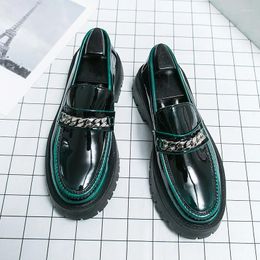 Casual Shoes Big Size Men's Fashion Patent Leather Slip On Driving Shoe Black Green Summer Loafers Wedding Party Platform Footwear Male