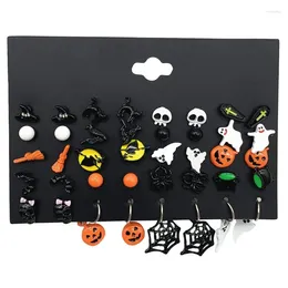 Stud Earrings Christmas Halloween Earring Set Women Bat Pumpkin Lamp Web Skeleton For Cross Pendant Ear Studs Jewelr H9ED