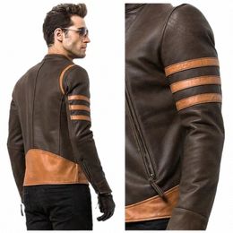 2024 Spring Men Motorcycle Cavalier Jacket for Game Design Jacket Gentlemen PU Leather Outerwear Coat 09X7#