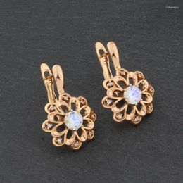 Dangle Earrings 2024 Trendy Flower Shape Design Beautiful For Women Gold Colour High Quality Unusual Korean Sty