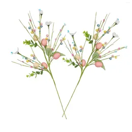 Decorative Flowers 2Pcs Artificial Easter Egg Arrangement Spring Party Decorations For Farmhouse Centrepiece Office Bedroom Vase