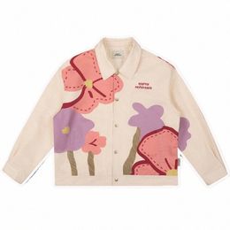 mens Vintage Denim Jacket Loose Floral Pattern Cowboy Jackets Jeans Harajuku Hip Hop 2023 Bomber Jacket Casual Coat Cott White 56k5#