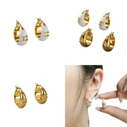 Popular designer earring for woman Jewellery huggie 18k plated gold circle modern fashion letter hoop earings mans lady ohrringe white zh204 H4