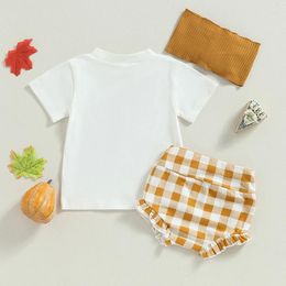 Clothing Sets Baby Girl Halloween Outfit T Shirt Pumpkin Ruffle Bloomers Shorts Infant Costume Cute Fall Bummies Bow Set