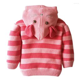 Jackets Jacket For Girls Coat Kids Boy Warm Winter Children Coral Velvet Lining Cute Mouse Ear Hat Color Stripe