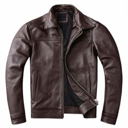 new Casual Real Cowhide Genuine Leather Jacket Men Slim Mens Clothes Spring Autumn Men's Cow Clothing Asian Size 6XL t1pX#