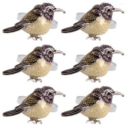 Table Cloth 6 Pcs Napkin Ring Years Decorations Birds Circle The Buckles Metal Dining Decors Alloy