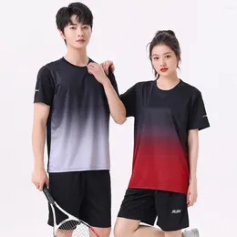 Men's Tracksuits Summer Gradient Ice Silk Suit Casual Sport Outfit Set With O-neck Short Sleeve Tops Elastic Waistband Wide Leg Shorts