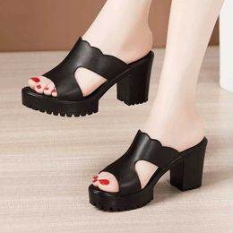 Slippers Slippers 2023 New Slide Womens Block eel Platform ig eels Office Summer Soes Sandals H2403261O17