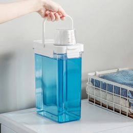 Jars Detergent Dispenser with Measuring Cup Food Container Plastic Storage Box Cereal Dispenser Kitchen Organisation for Rice, Pasta