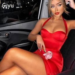 Casual Dresses Giyu Sexy Satin Dress Women Bodycon Birthday Club Party 2024 Summer Elegant Off Shoulder Backless Mini Short Vestidos