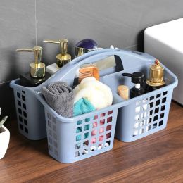 Baskets 1pc Plastic Portable Bath Basket Storage Organiser Dorm Bathroom Basket Sundries Washingup Cleaning Supply Basket With Handle