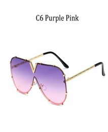 2020 New fashion Brand designer Large frame sunglasses Women V Vintage Men sun glasses Retro Gradient Square UV400 Eyewear male7618763