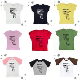 Designer women's T Shirts Y2K Shirt Graphic Harajuku Hip Hop Loose Retro Character Print Top Grunge Goth Street Tee Punk Clothes