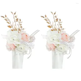 Decorative Flowers 2pcs Stylish Ribbon Fake Flower Set Curtain Floral Artificial