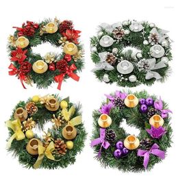 Decorative Flowers Advent Wreath Candle Holder With 4PCS Holders 11.81in Holiday Wreaths Christmas Candlestick Tabletop Centerpiece