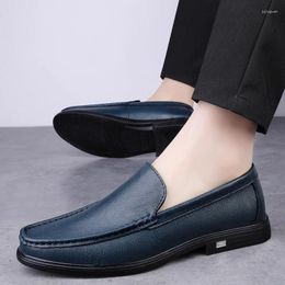 Casual Shoes 2024 Spring Genuine Leather Men Soft Sole Lightweight Mens Loafers Business Breathable Slip On Black Driving