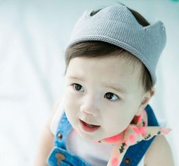 Baby Knit Crown Tiara Kids Infant Crochet Headband cap hat birthday party Pography props Beanie Bonnet3753157