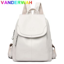 White Women Backpack Female Leather Backpacks Ladies Sac A Dos School Bags for Girls Large Capacity Travel Back Pack Rucksacks 240323