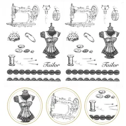 Storage Bottles 2 Sets Sewing Machine Transparent Stamp Retro Decor Silica Gel Background Stamps