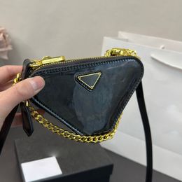 luxury Fashion Triangle bag woman men designer bag lady crossbody Patent leather bag 2024 new mini mouth red envelope shoulder bag crossbody bag small change bag