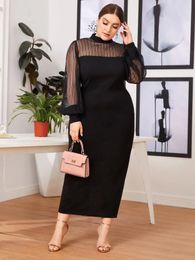 Elegant and Perrty Womens Long Dresses with Sleeves Black Party Commuting Plus Size Summer 2023 240312