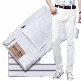 men Brand Fi White Jeans Busin Casual Classic Style Slim Fit Soft Trousers Male Brand Advanced Stretch Pants Red Khaki l3pF#
