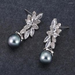 Dangle Earrings CAOSHI Elegant Simulated Pearl Drop Fashion Female Engagement Jewellery With Brilliant Zirconia Gorgeous Graceful Gift