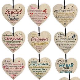Christmas Decorations 9 Styles Wooden Hanging Heart Plaque Cute Valentines Day Gift Sign Wedding Party Tree Ornament Pendant Fy5512 D Dhirw