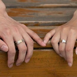 Cluster Rings YIZIZAI Simple Jigsaw Puzzle Couple Creative Silver Gold Colour Splicing For Her And His Engagement Wedding Jewellery