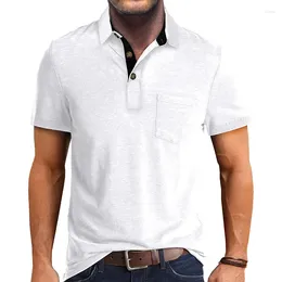 Men's Polos Summer Polo Shirt Fashion Smart Casual Short Sleeve Turn Down Collar Men Solid Colour Tees Tops Mens Clothing 2024