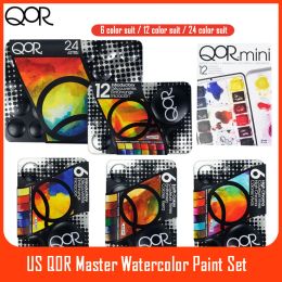 Tags Us Qor Artistic Watercolor Paints Set Tin Box Pigment Solid Paint Set Palette High Concentration for Artist Painting Drawing