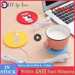 Cups Saucers 1-8PCS Cute Cartoon USB Warmer Thermostatic Heating Electric Heated Mugs Office Drink Mat Kitchen