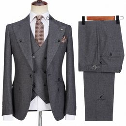 cenne Des Graoom 2022 New Design Wedding Busin Formal Wearing Suits For Men 3 Pieces Slim Fit Single Butt Blazer Vest Pants e6mi#
