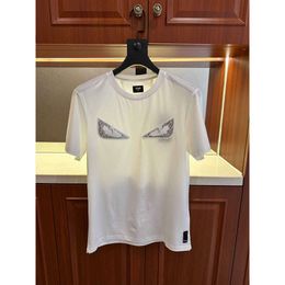 Summer New Half Sleeve Gradient Devil Eye Embroidery Hot Diamond Couple Round Neck Short Sleeve T-shirt