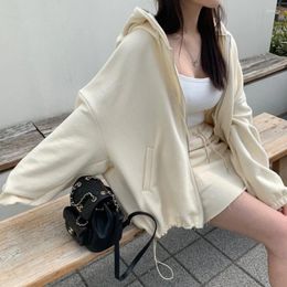 Work Dresses 2024 Fashion Solid Colour Loose Off Shoulder Cardigan Hooded Sweatshirt High Waist Skirt Two Piece Sport Set