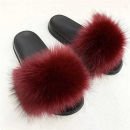 Slippers Slippers Artificial fur slider womens fluffy flat winter comfortable house sweet socks indoor flip H2403265RC2