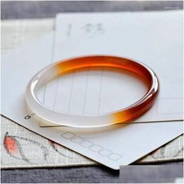 Bangle Send Certificate Thin Round Jade Red White Two-Color M Jadeite Bracelet Women Certified Burma Jades Stone Bangles Drop Delivery Ottgy
