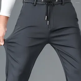 Men's Pants Elastic Waistband Men Trousers Breathable Drawstring Sweatpants With Waist Side Pockets For Daily Wear