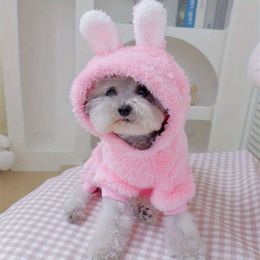 Winter Pet Clothing, Plush Rabbit Design Hoodie, Outside Christmas New Year's Puppy Coat, Thick Warm Dog Clothes