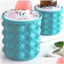 Ice Buckets And Coolers Orders Portable 2 In 1 Large Sile Cube Mold Maker Tray Bucket Wine Cooler Beer Cabinet Kitchen With Lids For P Dhfjk