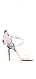 Shipping Ladies Free Patent Leather CM High Heel Solid Butterfly Embroider Sophia Webster Open Toe SANDALS One Li