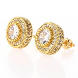 2020 American INS style round zircon earrings with hip-hop personality stud earrings for men and women286G