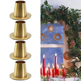 Candle Holders 4pcs 22mm Aperture Metal Holder Decorative Candlestick Column Plate Pedestal Stand For Wax Candles Wedding Party